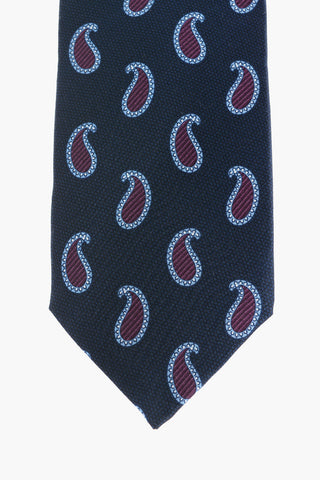 All-Over Paisley Motif Silk Tie