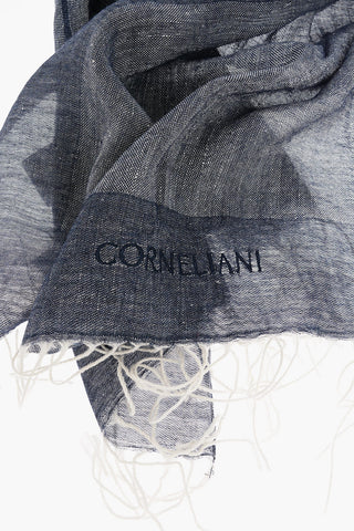 Linen Blend Foulard with Fringes