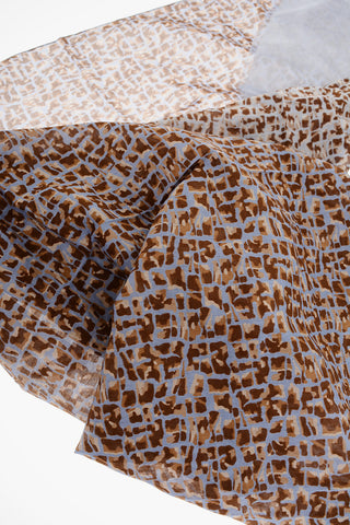 Camouflage Motif Cotton and Silk Foulard
