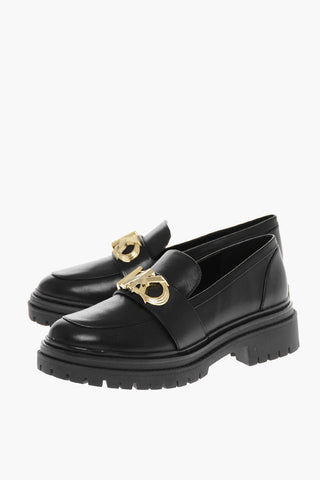 Leather PARKER Loafers with Monogram Buckle