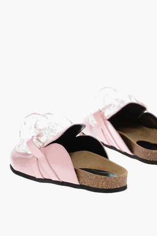 Rubber Sole CHAIN Patent Leather Mules