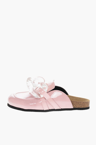 Rubber Sole CHAIN Patent Leather Mules