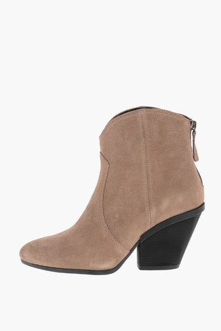 Stivaletti Texani in Suede con Zip sul Retro 7cm