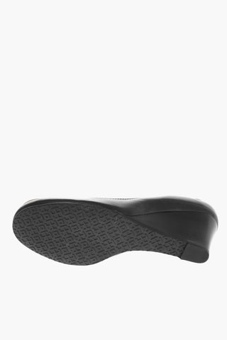Leather SALLY Wedge Pumps with Front Logo 6cm