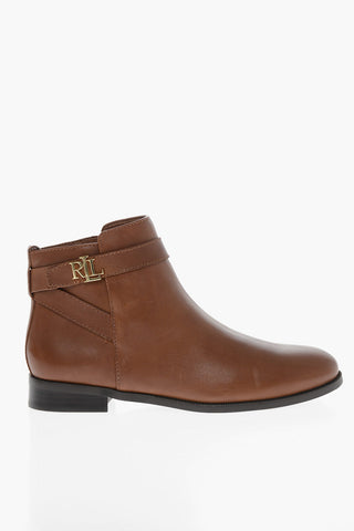 LAUREN Logoed Dtrap Leather Booties