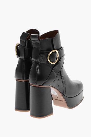 Squared Heel GAUCHO Leather Booties 9cm