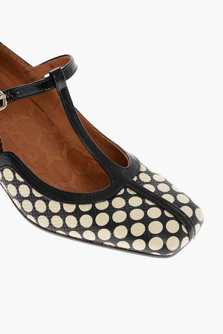 Polka Dot LUNA Leather Mary Jane Pumps with Lamè Heel 6cm