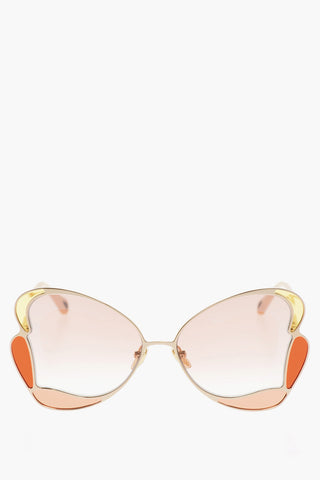 Sunglasses with Geometric Structure Golden Effect