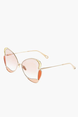 Sunglasses with Geometric Structure Golden Effect