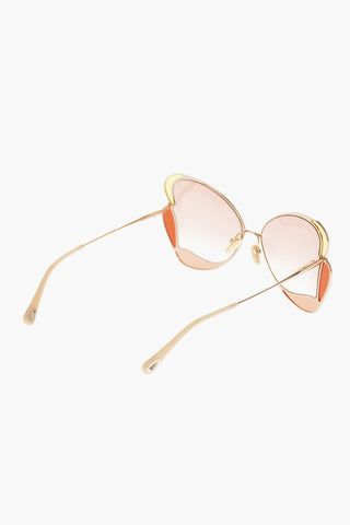 Sunglasses with Geometric Structure Golden Effect