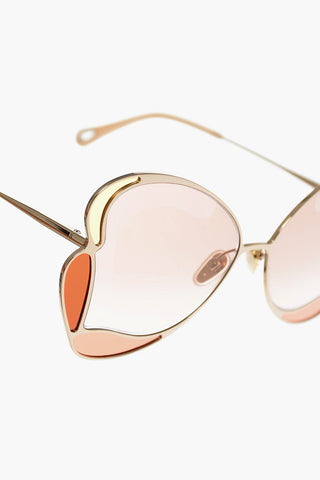 Sunglasses with Geometric Structure Golden Effect