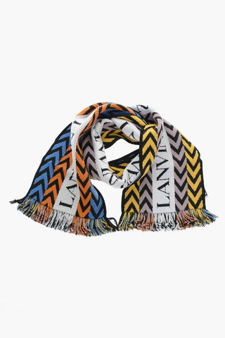 Silk and Wool Reversible Scarf with Fringe Edges