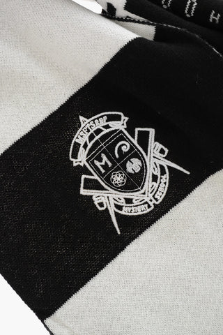 Two-Tone Striped Scarf with Embroidered Logo