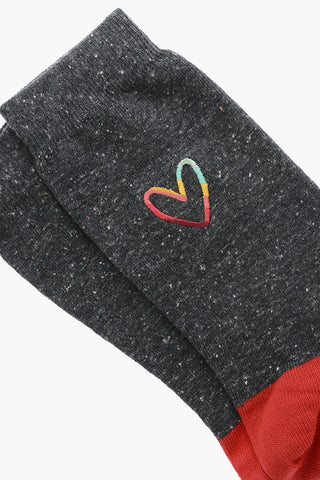 Long Socks with Heart Embroidery