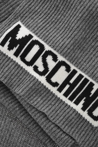 Solid Color Ribbed Scarf with Embroidered Logo