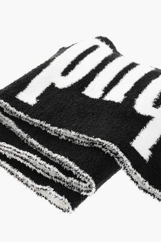 Two-Tone Fuzzy Scarf with Maxi Logo and Fringes