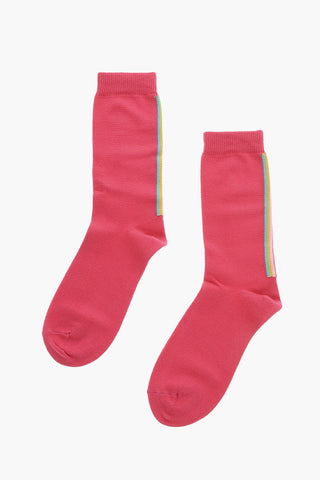 Solid Color Long Socks with Contrast Bands
