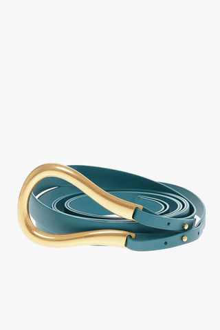 Leather Belt with a metal buckle in gold-tone 25mm