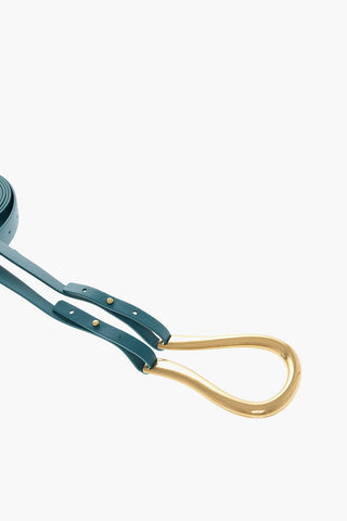 Leather Belt with a metal buckle in gold-tone 25mm