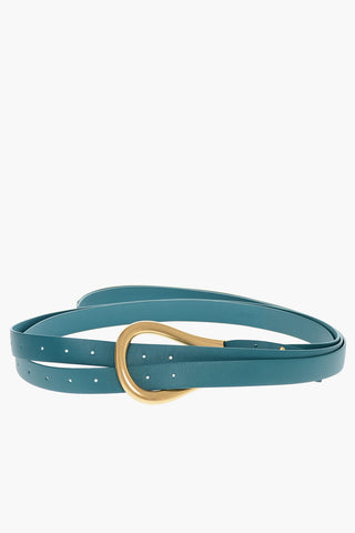 Leather Belt with a metal buckle in gold-tone 25mm
