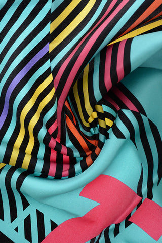 Multicolor Striped Silk Foulard