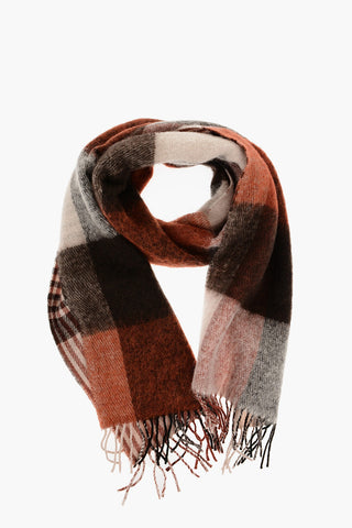 Plaid Motif EMIL Scarf with Fringes