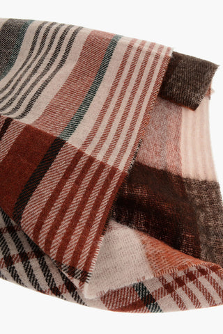 Plaid Motif EMIL Scarf with Fringes
