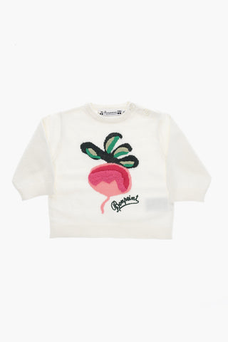 Cotton Crew-Neck Sweater with Embroidery
