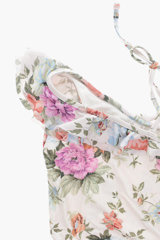 Floral Patterned One-Shoulder PATTIE One Piece Swimsuit with Ruffles