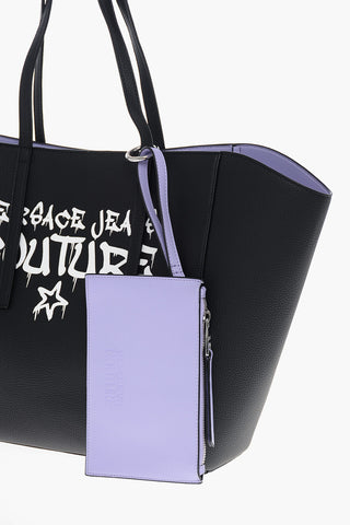 JEANS COUTURE Maxi Borsa Tote in Eco Pelle Martellata con Cloutch