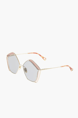  Sunglasses with Geometric Structure Golden Effect