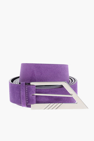 Suede Belt with Silver-Tone Buckle 35mm