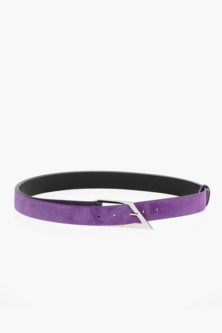 Suede Belt with Silver-Tone Buckle 35mm
