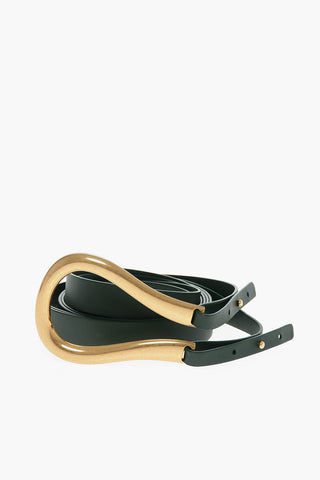 Double Leather Belt with Horseshoe Metal Buckle 50mm