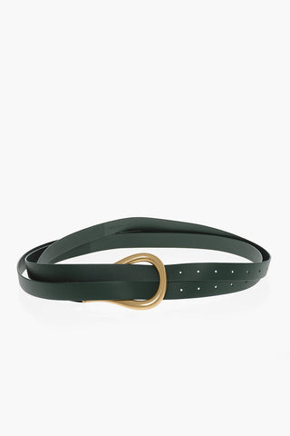 Double Leather Belt with Horseshoe Metal Buckle 50mm