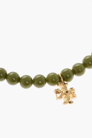 Resin Beaded Bracelet with Charm and Tassel