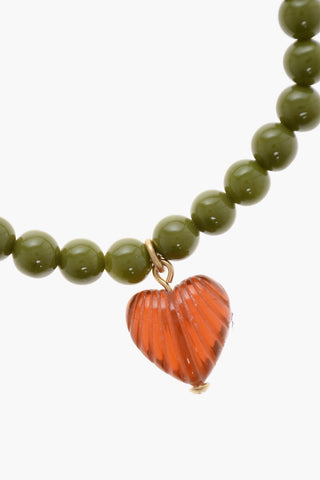 Resin Beaded Bracelet with Charm and Tassel