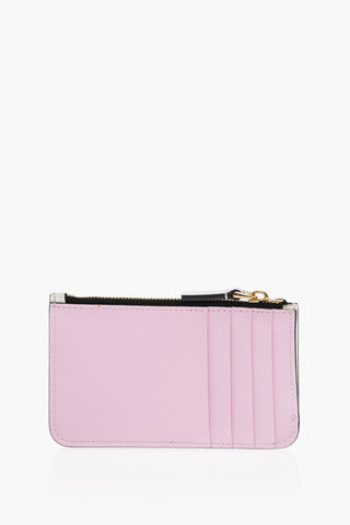 Saffiano Leather Card Holder with Zip Closure