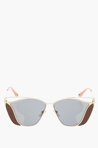 Sunglasses with Geometric Structure Golden Effect