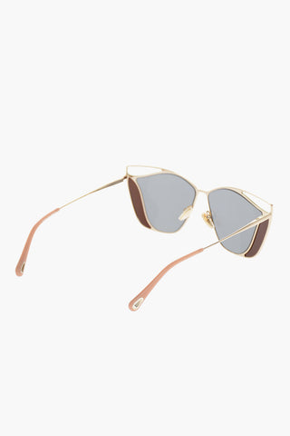 Sunglasses with Geometric Structure Golden Effect