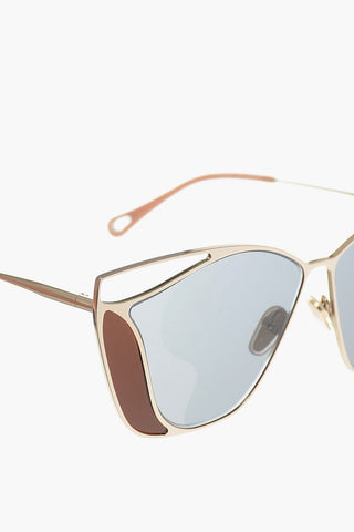 Sunglasses with Geometric Structure Golden Effect
