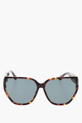  Tortoiseshell Pattern Oversized SABINE Sunglasses  With Golden Decorative Eyelet