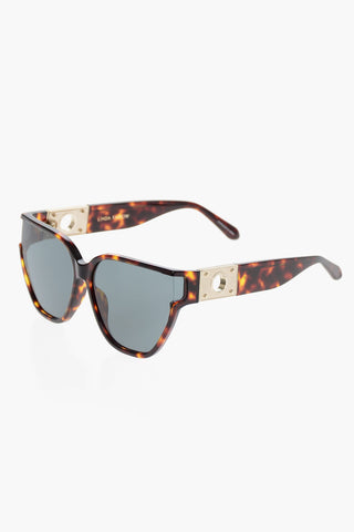  Tortoiseshell Pattern Oversized SABINE Sunglasses  With Golden Decorative Eyelet