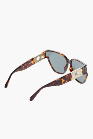  Tortoiseshell Pattern Oversized SABINE Sunglasses  With Golden Decorative Eyelet