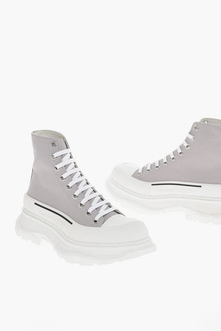 Lace-up Hight Top Sneakers with Embossed Logo