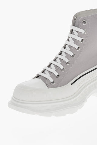 Lace-up Hight Top Sneakers with Embossed Logo