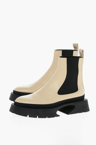 Leather Chelsea Boots with Ridged Sole