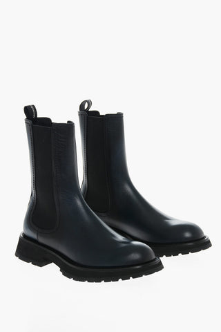 Leather Chelsea Boots with Elastic Panels