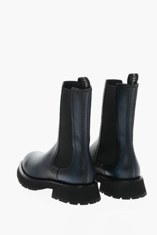 Leather Chelsea Boots with Elastic Panels