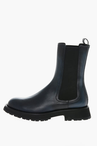 Leather Chelsea Boots with Elastic Panels